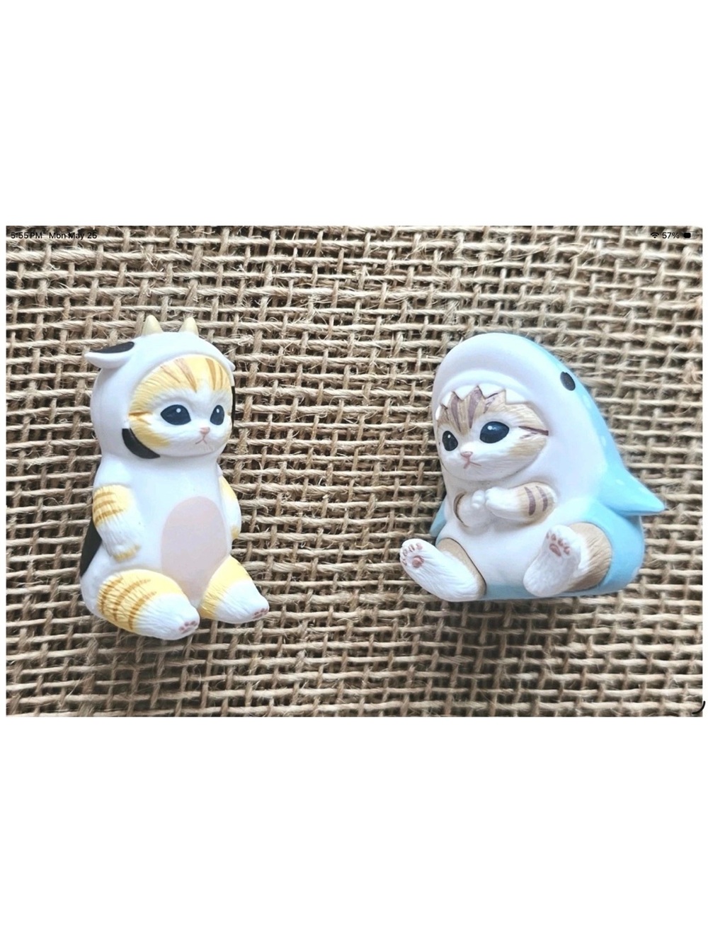 2 Mofusand Mini Figures Cow Cat & Shark CatMarine Life Figures 1.75" Blind box